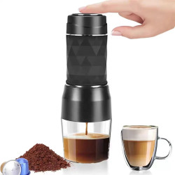 SUNATUR: Cafetera espresso manual con molinillo incorporado
